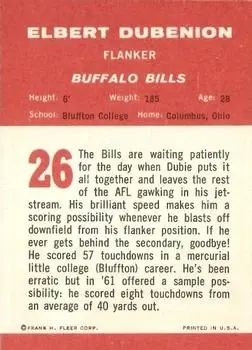 1963 Fleer #26 - Elbert Dubenion - Buffalo Bills