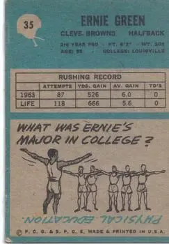 1964 Philadelphia #35 - Ernie Green - Cleveland Browns - Back