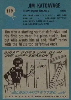 1964 Philadelphia #119 - Jim Katcavage - New York Giants