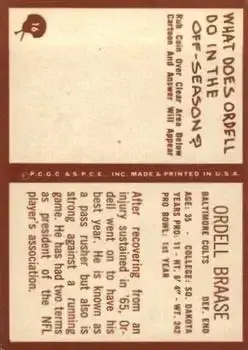 1967 Philadelphia #16 - Ordell Braase - Baltimore Colts 1967 Philadelphia #16 - Ordell Braase - Baltimore Colts