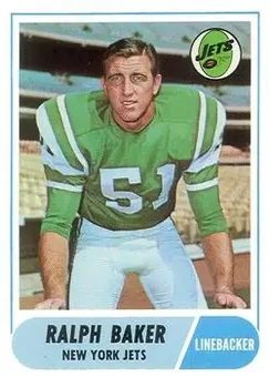 1968 Topps #38 - Ralph Baker - New York Jets 1968 Topps #38 - Ralph Baker - New York Jets