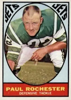 1967 Topps #100 - Paul Rochester - New York Jets - Front