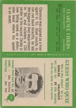 1966 Philadelphia #121 - Clarence Childs - New York Giants - Back