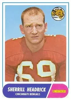 1968 Topps #96 - Sherrill Headrick - Cincinnati Bengals