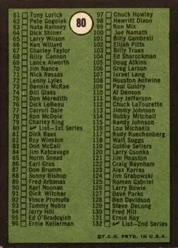 1969 Topps #80 - Card #80 - Back