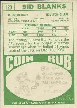 1968 Topps #120 - Sid Blanks - Houston Oilers