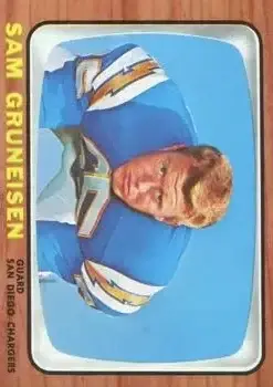 1966 Topps #124 - Sam Gruneisen - San Diego Chargers - Front 1966 Topps #124 - Sam Gruneisen - San Diego Chargers - Front