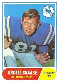 1968 Topps #126 - Ordell Braase - Baltimore Colts