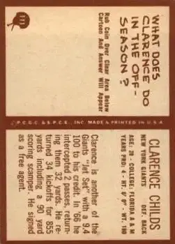 1967 Philadelphia #111 - Clarence Childs - New York Giants - Back