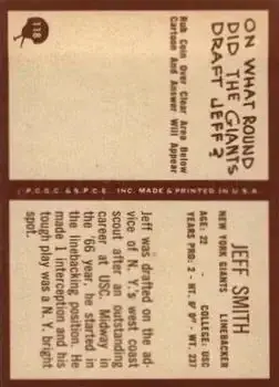 1967 Philadelphia #118 - Jeff Smith - New York Giants - Back