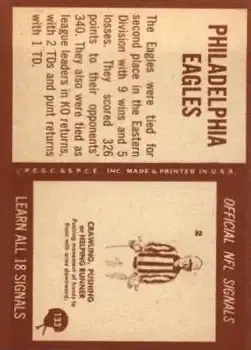 1967 Philadelphia #133 - Card #133 - Philadelphia Eagles - Back