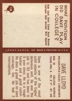 1967 Philadelphia #138 - Dave Lloyd - Philadelphia Eagles