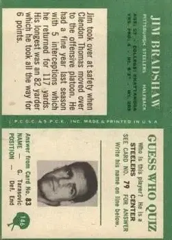 1966 Philadelphia #146 - Jim Bradshaw - Pittsburgh Steelers - Back