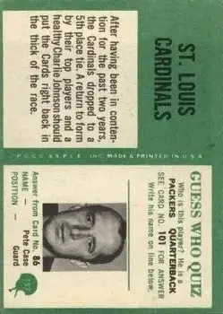 1966 Philadelphia #157 - Card #157 - St. Louis Cardinals - Back
