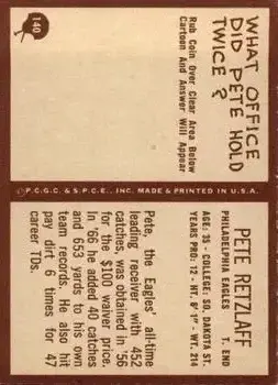 1967 Philadelphia #140 - Pete Retzlaff - Philadelphia Eagles