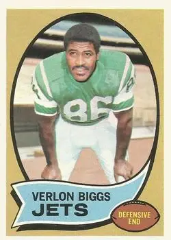 1970 Topps #3 - Verlon Biggs - New York Jets