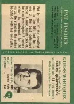 1966 Philadelphia #162 - Pat Fischer - St. Louis Cardinals - Back