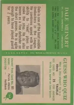 1966 Philadelphia #164 - Dale Meinert - St. Louis Cardinals - Back