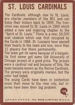 1967 Philadelphia #168 - Card #168 - St. Louis Cardinals - Back 1967 Philadelphia #168 - Card #168 - St. Louis Cardinals - Back