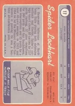 1970 Topps #17 - Spider Lockhart - New York Giants - Back