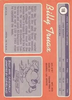1970 Topps #18 - Billy Truax - Los Angeles Rams - Back 1970 Topps #18 - Billy Truax - Los Angeles Rams - Back