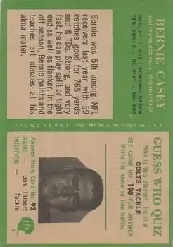 1966 Philadelphia #174 - Bernie Casey - San Francisco 49ers - Back