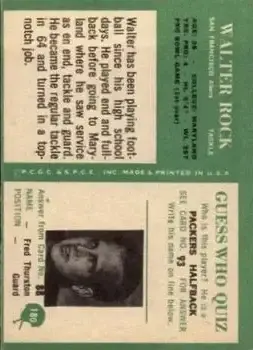 1966 Philadelphia #180 - Walter Rock - San Francisco 49ers - Back