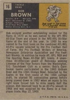 1971 Topps #16 - Bob Brown - Los Angeles Rams - Back