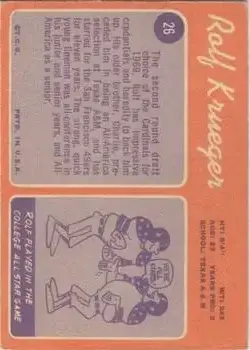 1970 Topps #26 - Rolf Krueger - St. Louis Cardinals - Back