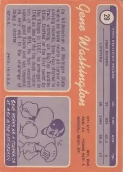 1970 Topps #29 - Gene Washington - Minnesota Vikings - Back