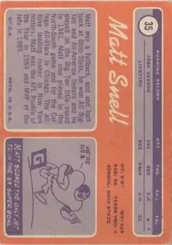 1970 Topps #35 - Matt Snell - New York Jets - Back