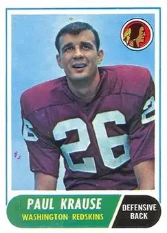 1968 Topps #166 - Paul Krause - Washington Redskins