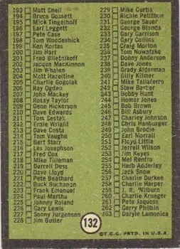 1969 Topps #132 - Card #132 - Back