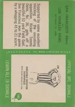 1966 Philadelphia #182 - Card #182 - Back