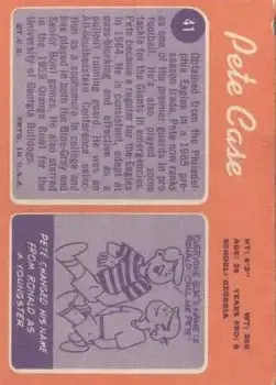 1970 Topps #41 - Pete Case - New York Giants - Back 1970 Topps #41 - Pete Case - New York Giants - Back