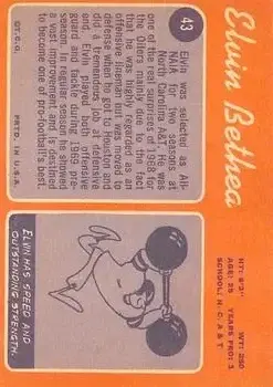 1970 Topps #43 - Elvin Bethea - Houston Oilers - Back 1970 Topps #43 - Elvin Bethea - Houston Oilers - Back