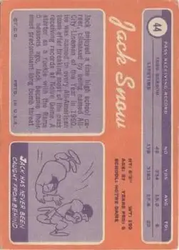 1970 Topps #44 - Jack Snow - Los Angeles Rams - Back