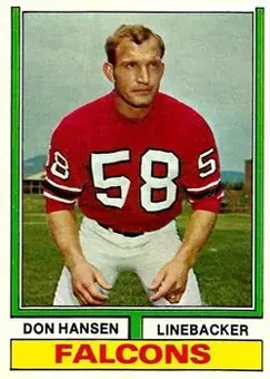 1974 Topps #3 - Don Hansen - Atlanta Falcons