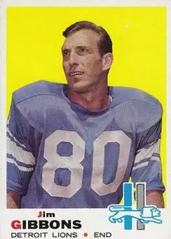 1969 Topps #189 - Jim Gibbons - Detroit Lions