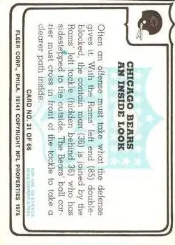 1976 Fleer Team Action #31 - Card #31 - Chicago Bears - Back