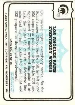 1976 Fleer Team Action #39 - Card #39 - Los Angeles Rams - Back