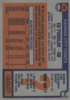 1976 Topps #49 - Ed Podolak - Kansas City Chiefs - Back 1976 Topps #49 - Ed Podolak - Kansas City Chiefs - Back