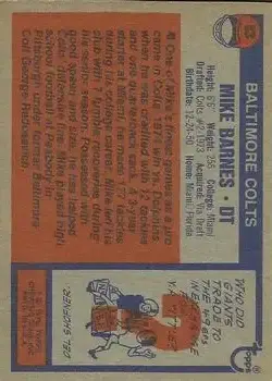 1976 Topps #53 - Mike Barnes - Baltimore Colts - Back