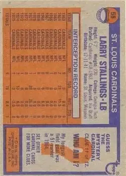 1976 Topps #56 - Larry Stallings - St. Louis Cardinals - Back