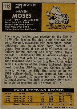 1971 Topps #112 - Haven Moses - Buffalo Bills