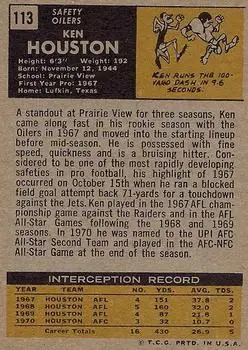 1971 Topps #113 - Ken Houston - Houston Oilers