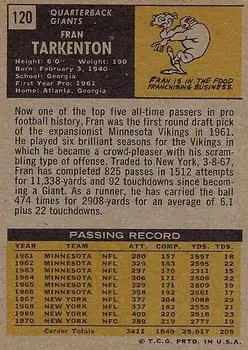1971 Topps #120 - Fran Tarkenton - New York Giants