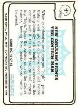 1976 Fleer Team Action #46 - Card #46 - New Orleans Saints - Back
