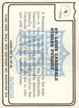 1976 Fleer Team Action #52 - Card #52 - St. Louis Cardinals - Back