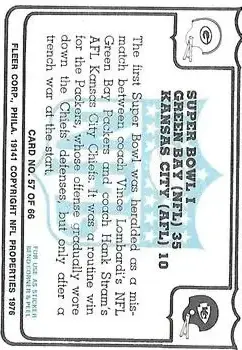1976 Fleer Team Action #57 - Card #57 - Back